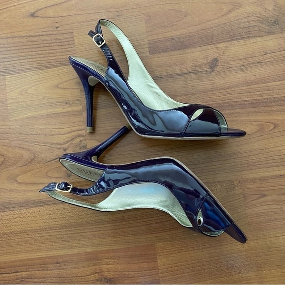Guess By Marciano | Sling Back Peep Toe High Heels | Eggplant | Size: 8M - Picture 2 of 6